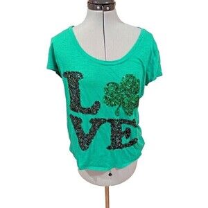Express Cottonmodal Love Sequin St Patrick's Day Top Size‎ Large Party Bus Wear